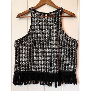 Fashion Union Sleeveless Top. Tweed with Fringe. Size 10.